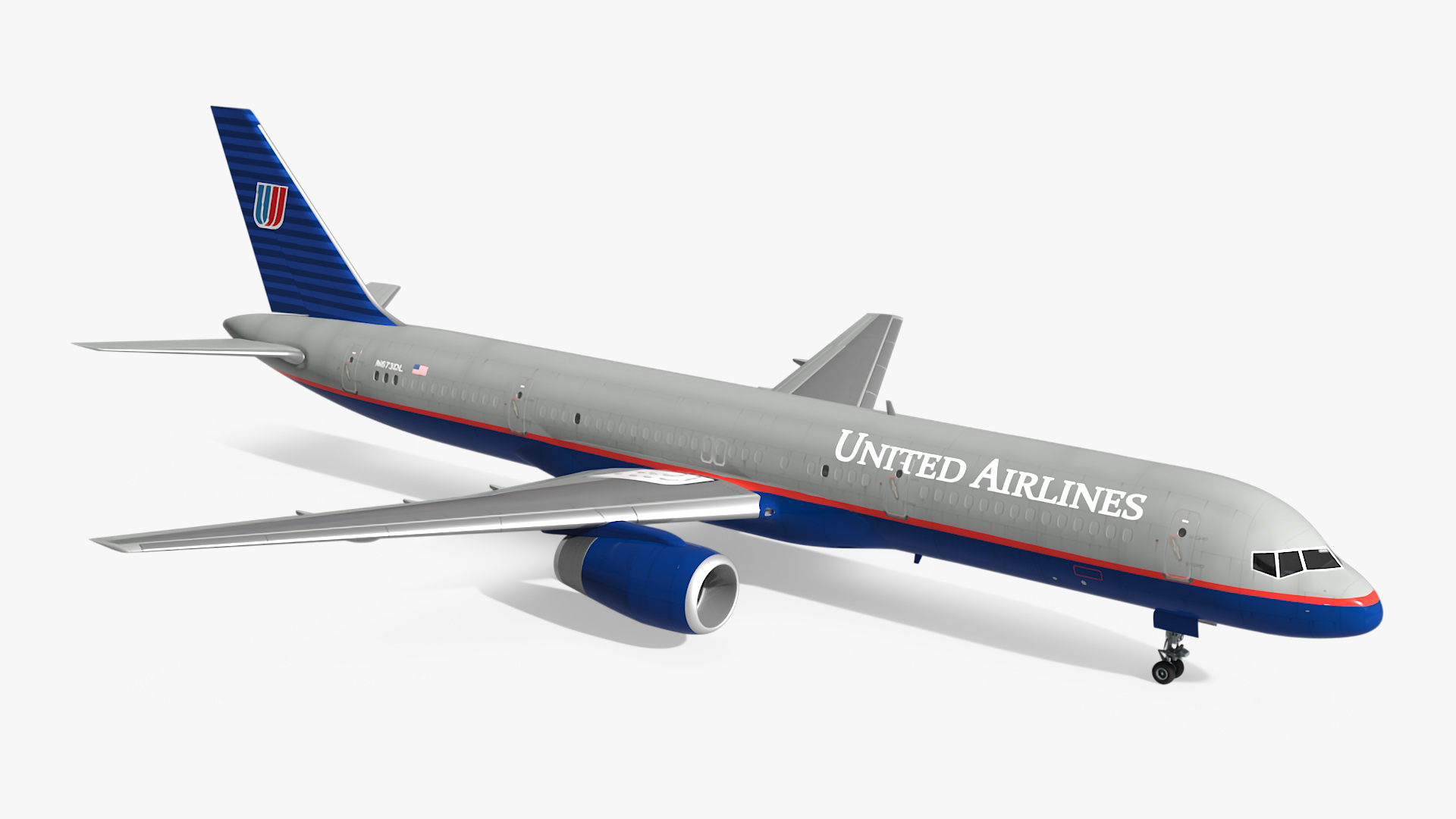 3D United Airlines Boeing 757 Rigged model