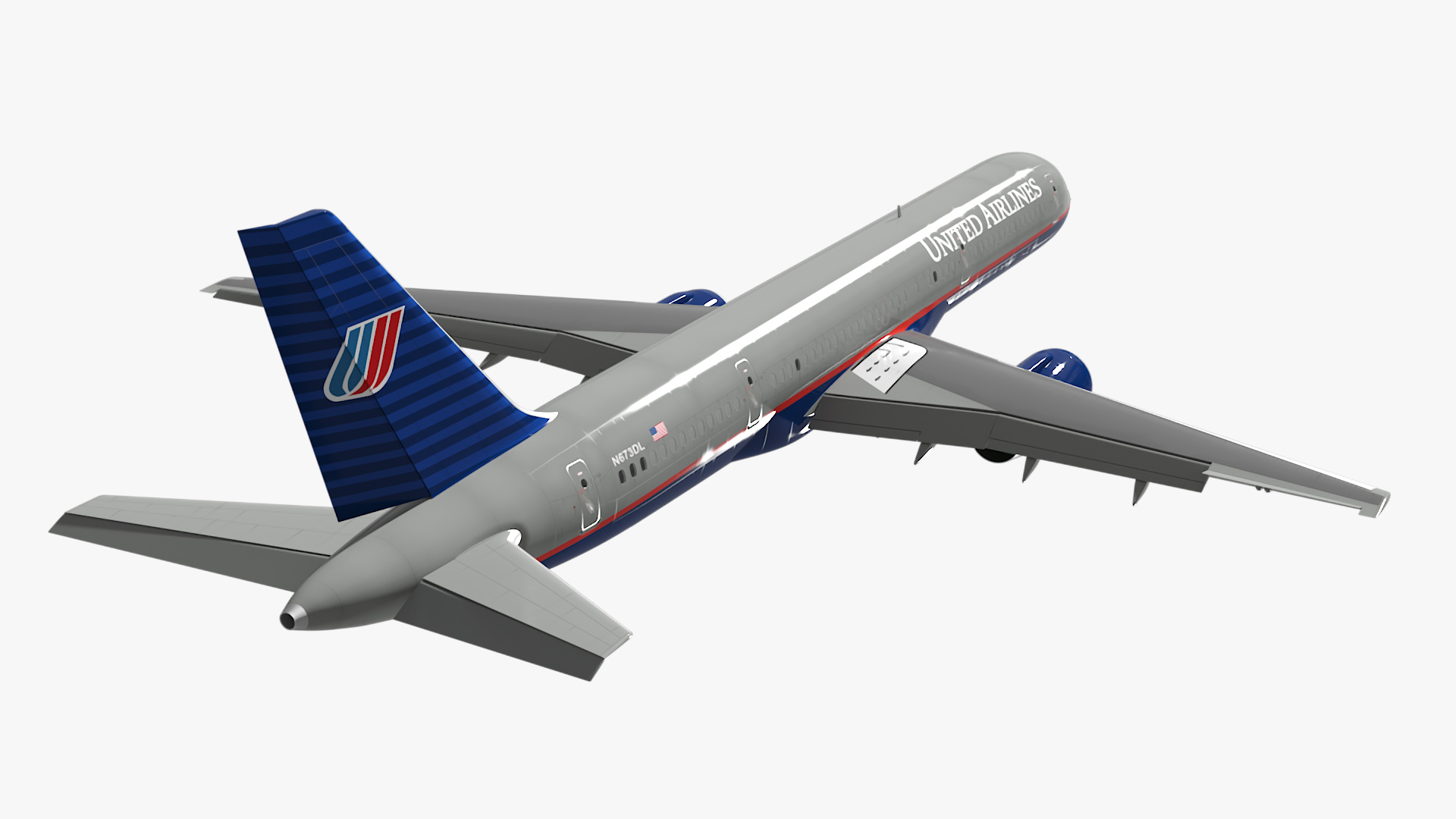 3D United Airlines Boeing 757 Rigged model