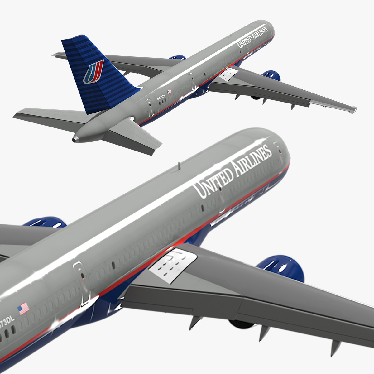 3D United Airlines Boeing 757 Rigged model