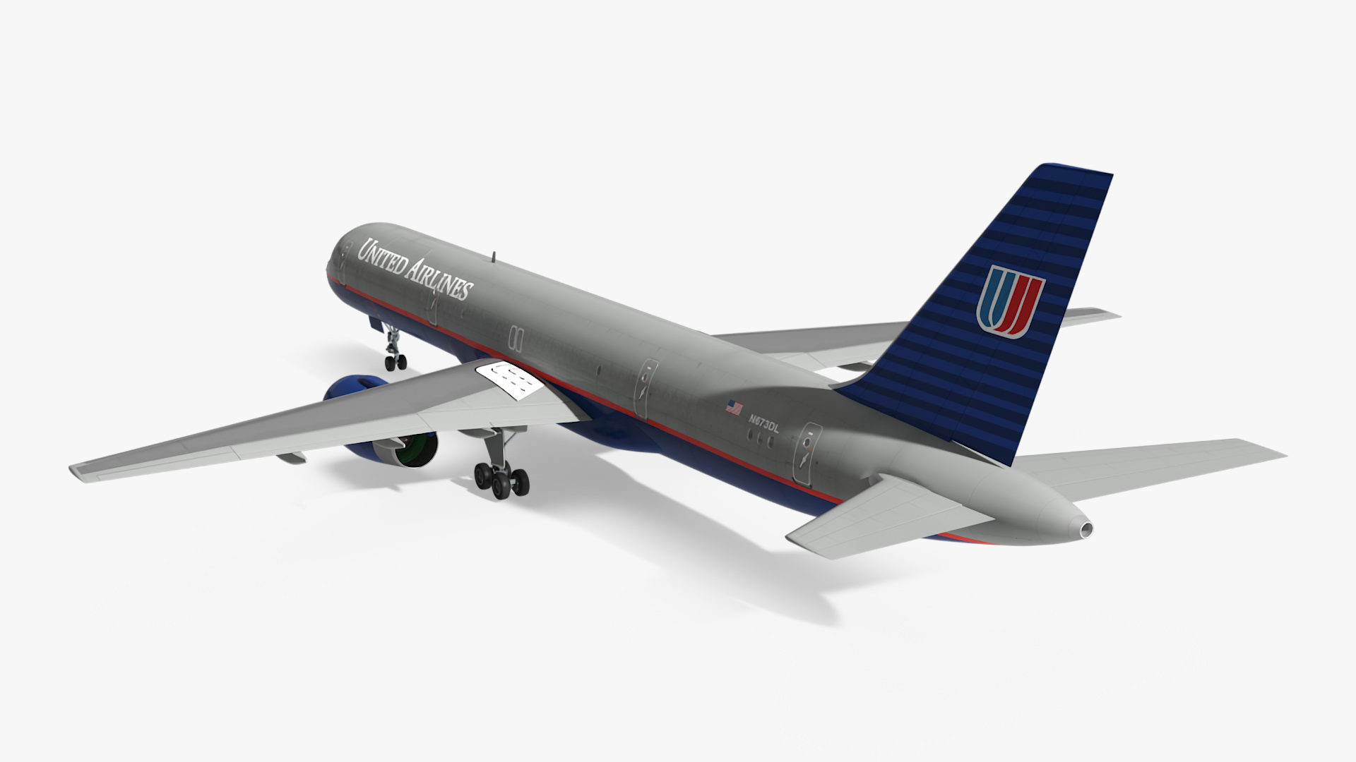 3D United Airlines Boeing 757 Rigged model