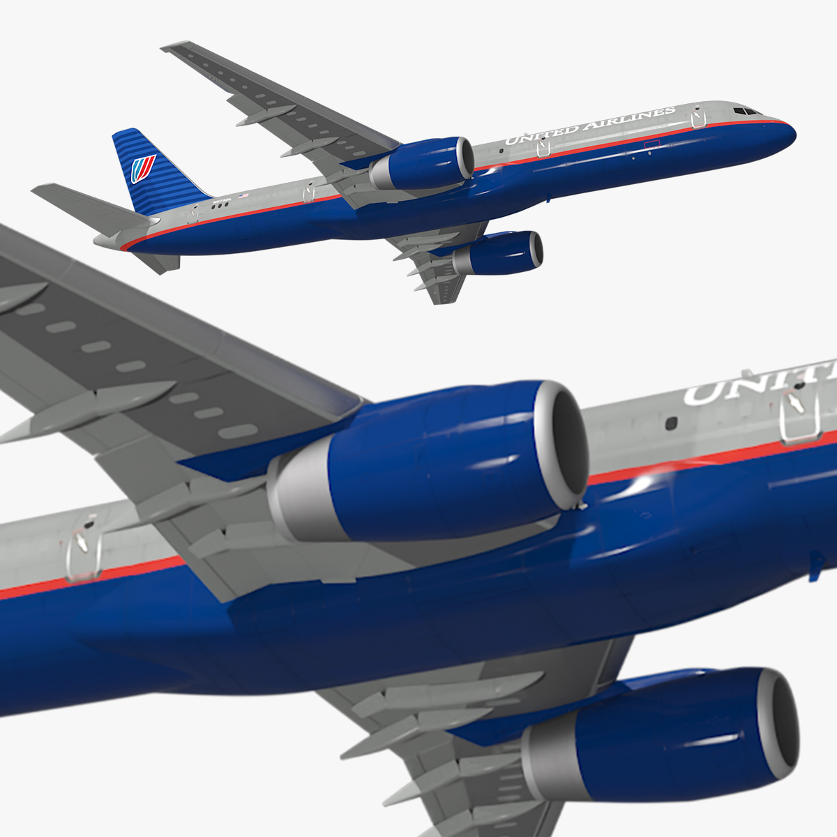 3D United Airlines Boeing 757 Rigged model