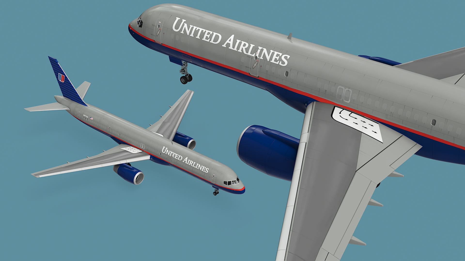 3D United Airlines Boeing 757 Rigged model