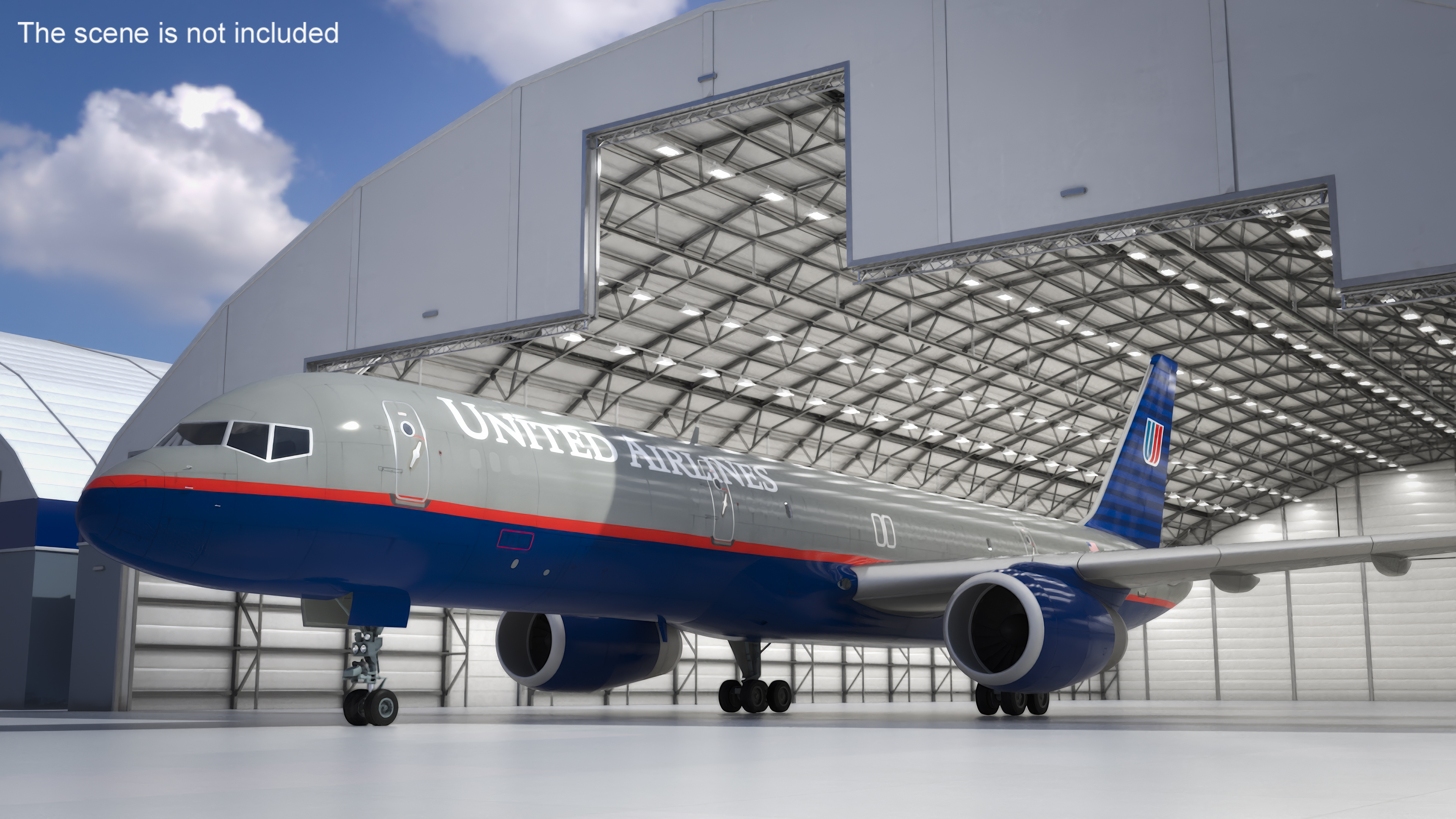 3D United Airlines Boeing 757 Rigged model