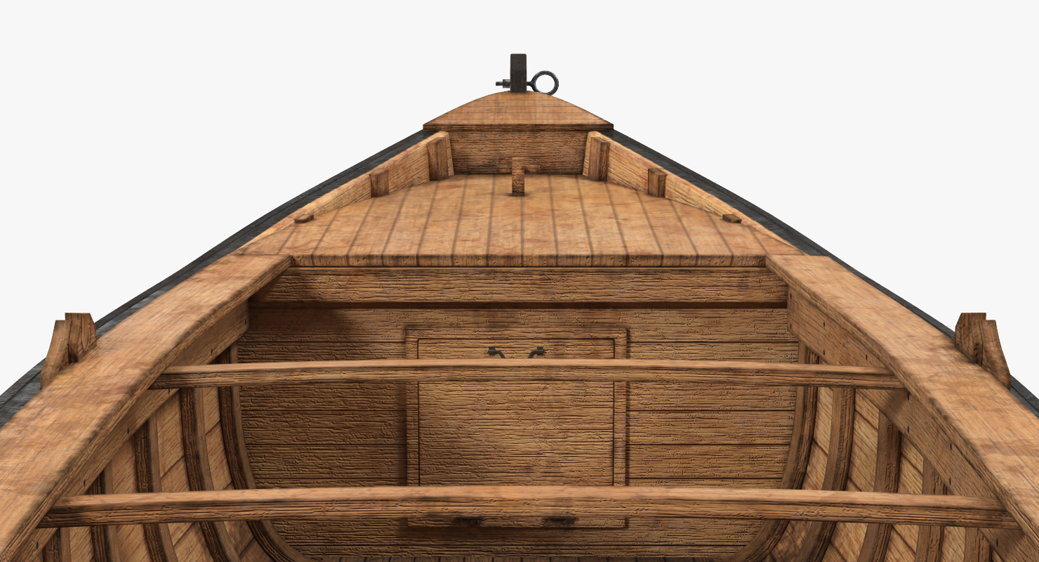 3D model Large Wooden Freight Boat