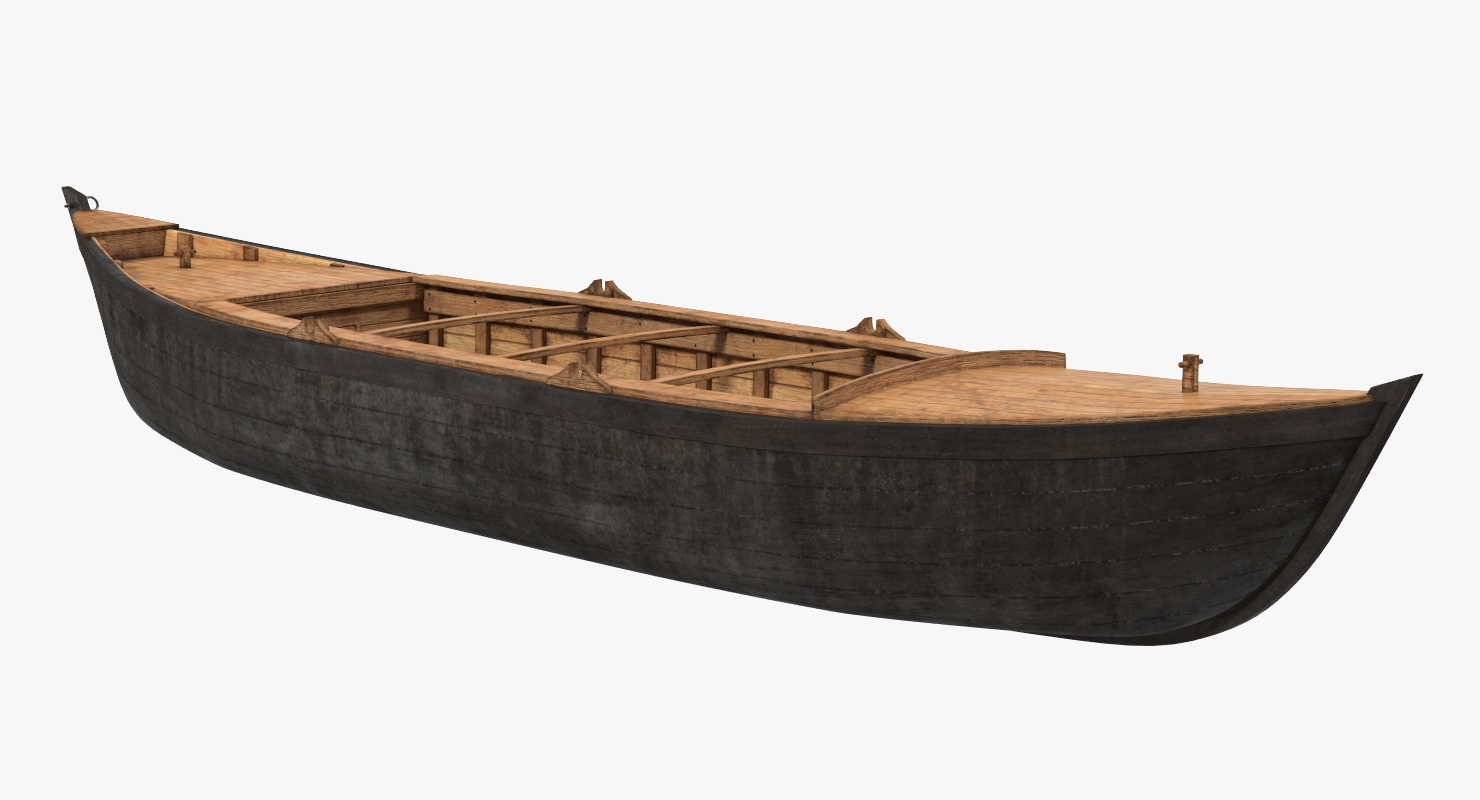 3D model Large Wooden Freight Boat