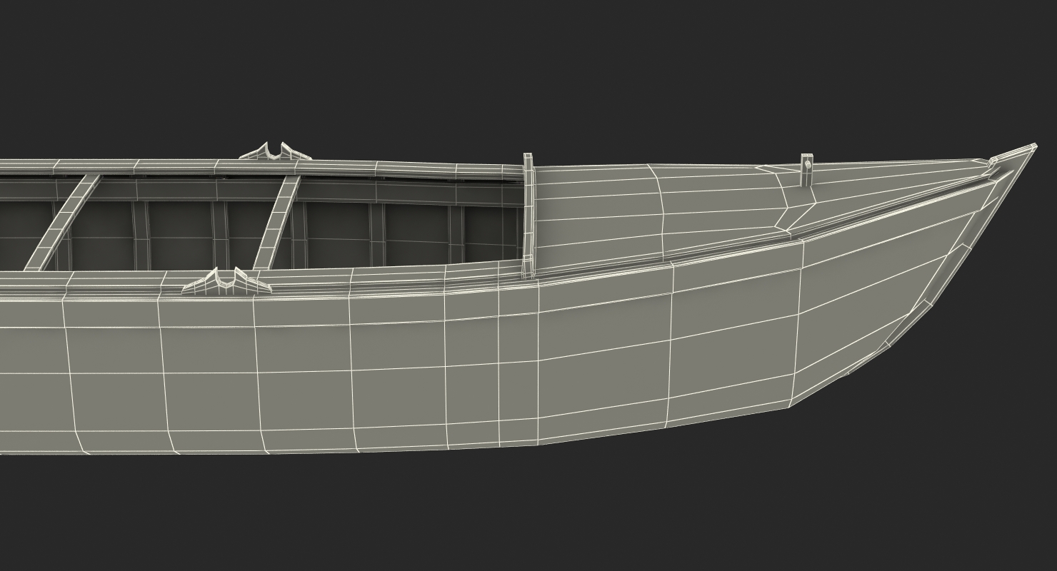 3D model Large Wooden Freight Boat