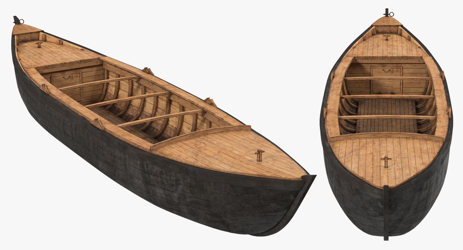 3D model Large Wooden Freight Boat