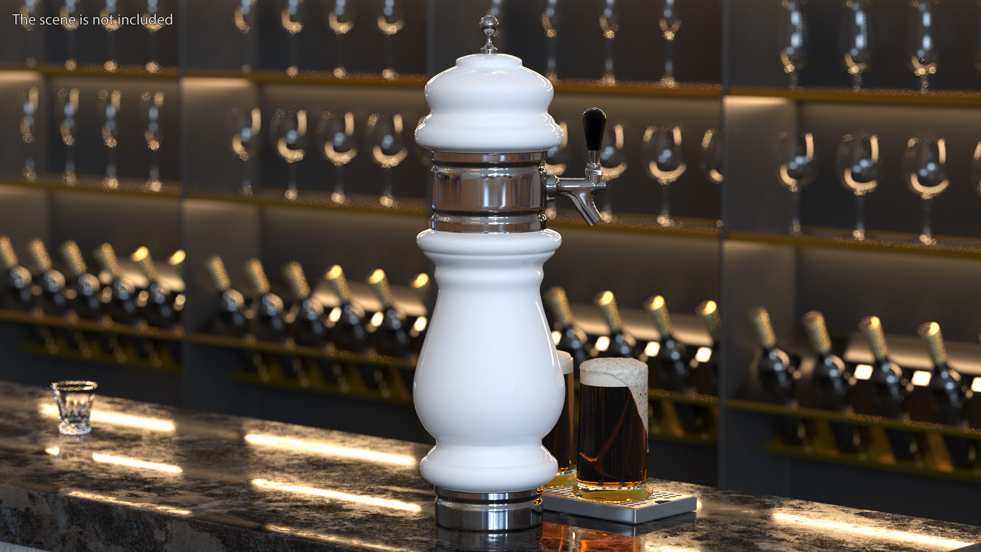 3D Ceramic Double Faucet Draft Beer Tower model