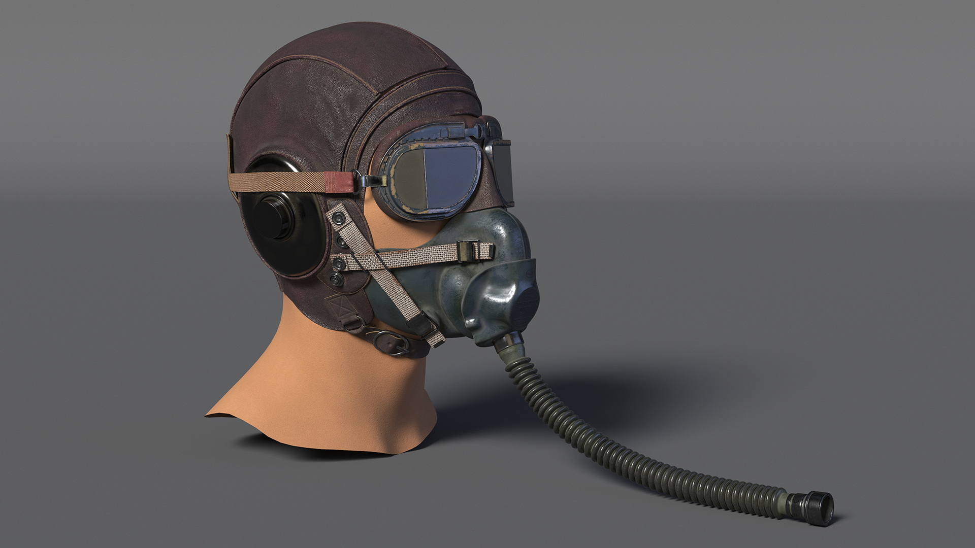 3D Worn Helmet with Oxygen Mask on Mannequin