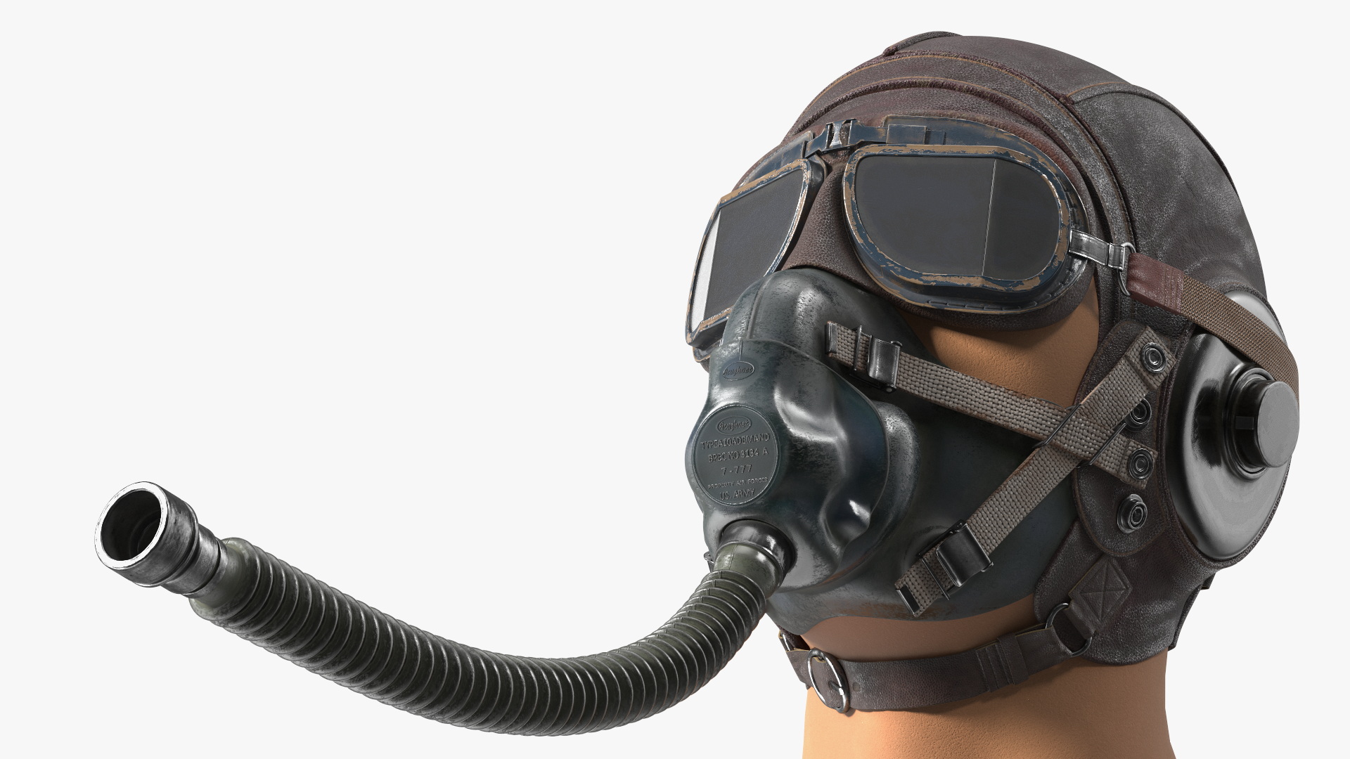 3D Worn Helmet with Oxygen Mask on Mannequin