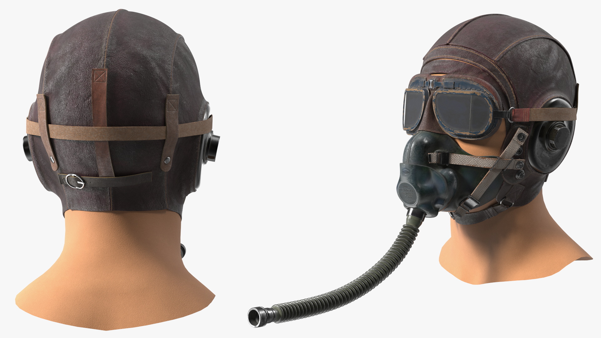 3D Worn Helmet with Oxygen Mask on Mannequin