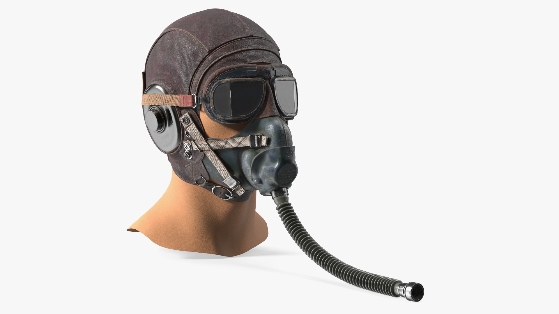 3D Worn Helmet with Oxygen Mask on Mannequin