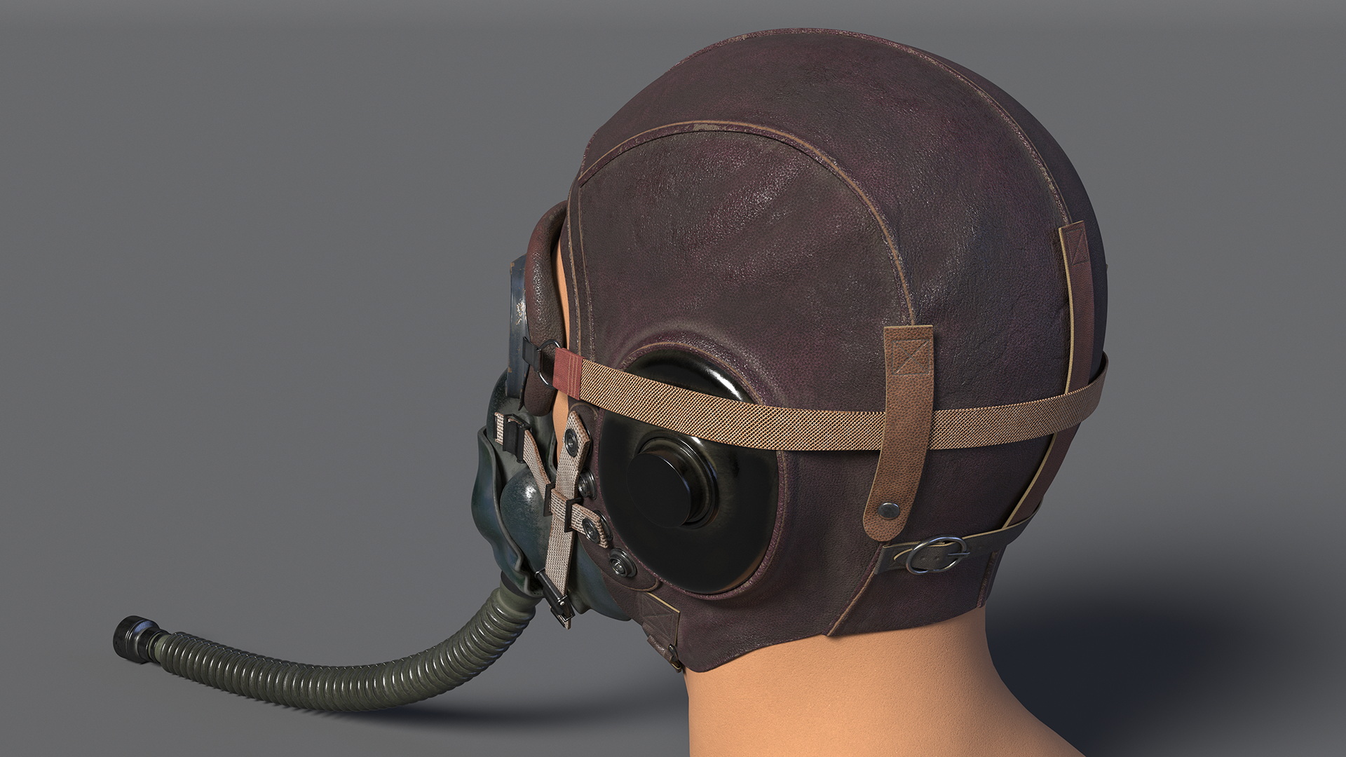 3D Worn Helmet with Oxygen Mask on Mannequin