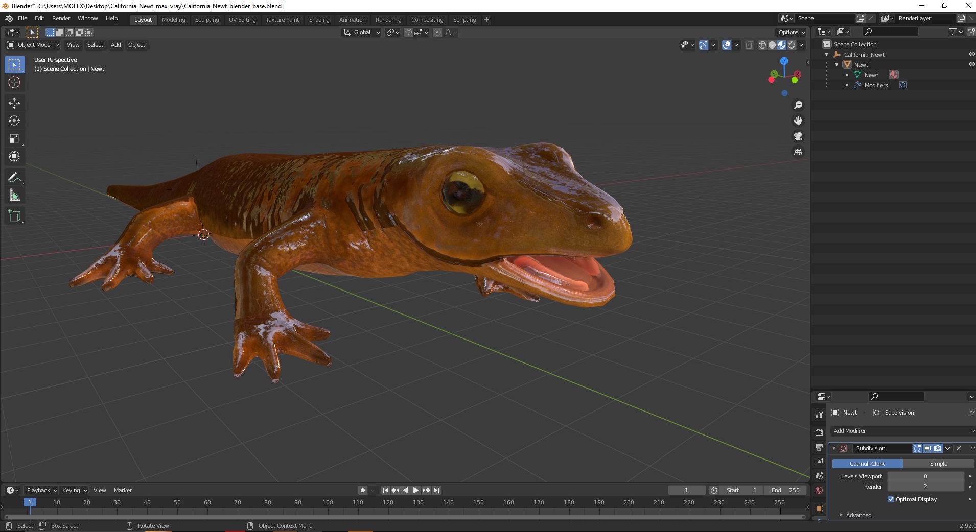 3D model California Newt