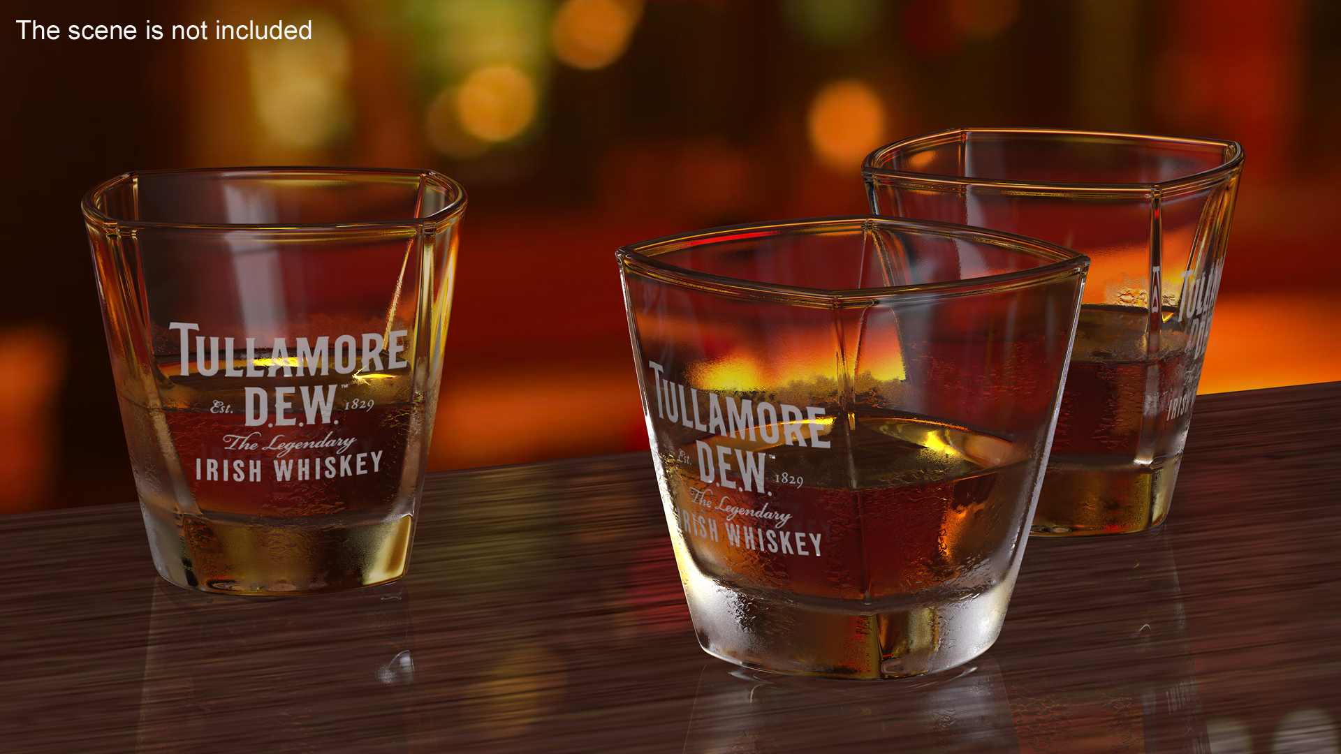 3D model Tullamore Dew Misted Rocks Glass With Whiskey