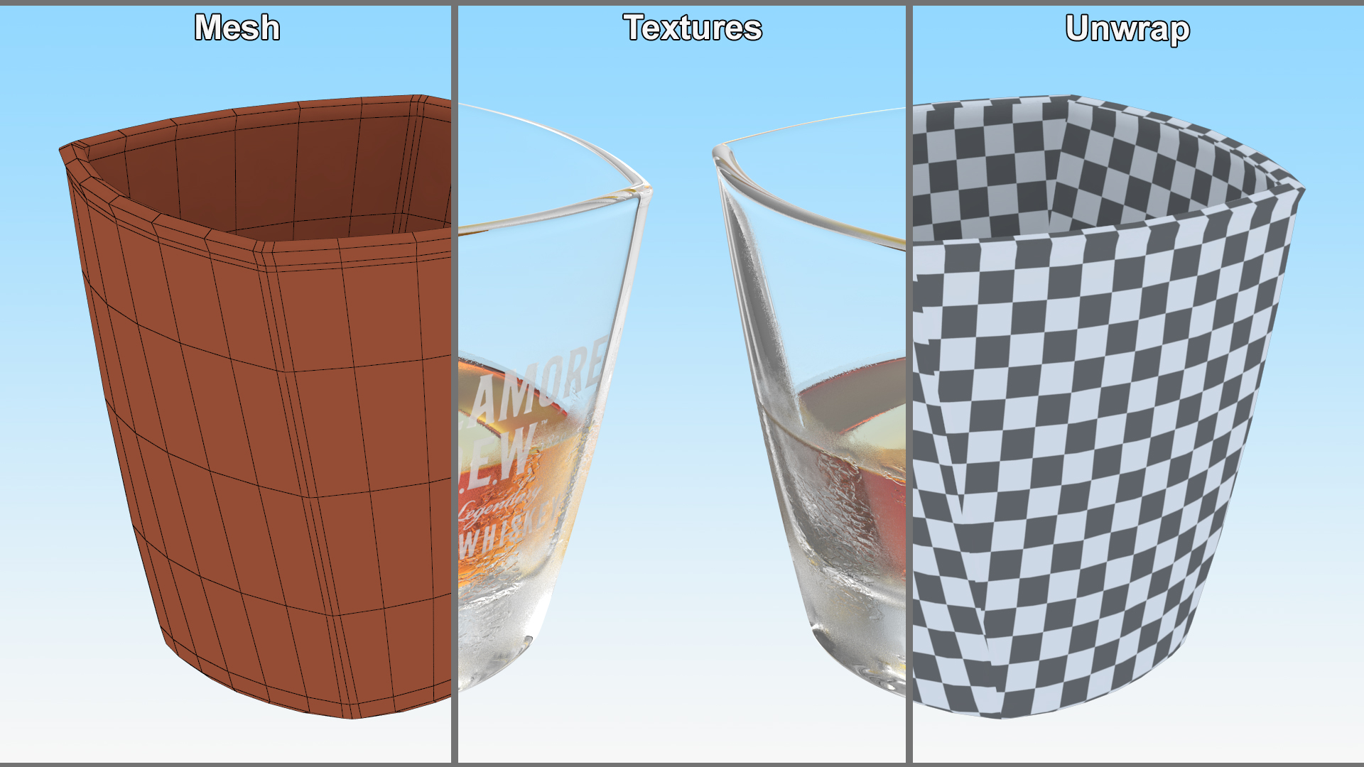 3D model Tullamore Dew Misted Rocks Glass With Whiskey