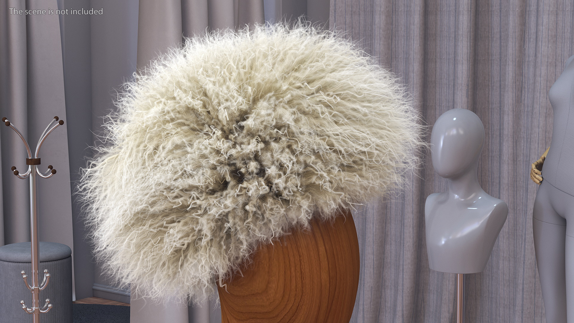 3D Papakha Caucasian Hat White Fur