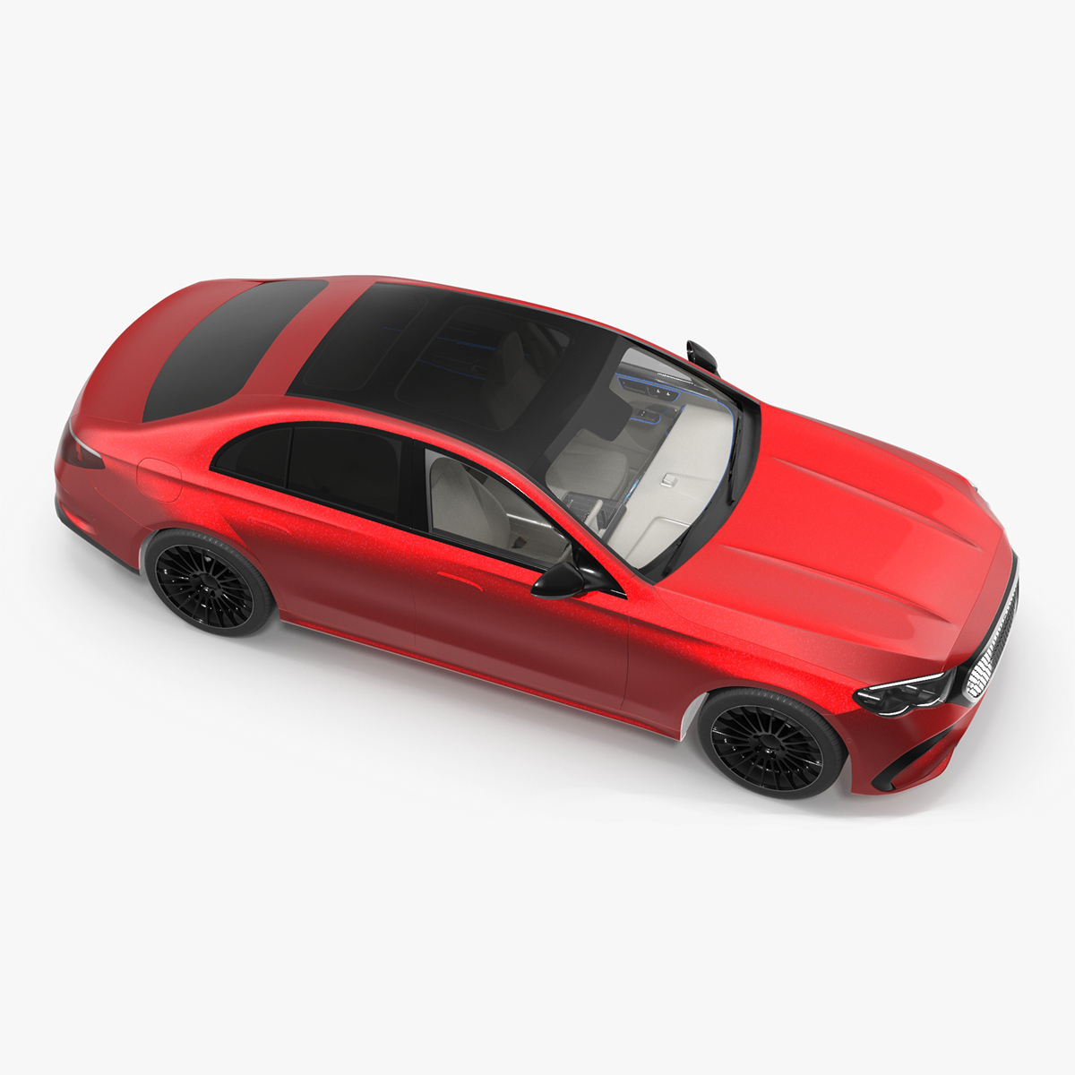 3D Luxury Car Red Sedan Rigged for Cinema 4D