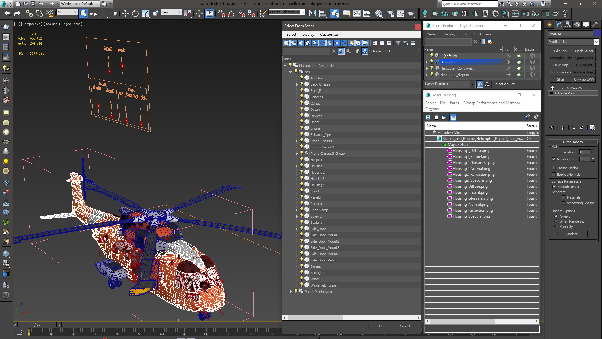 3D model Search and Rescue Helicopter Rigged