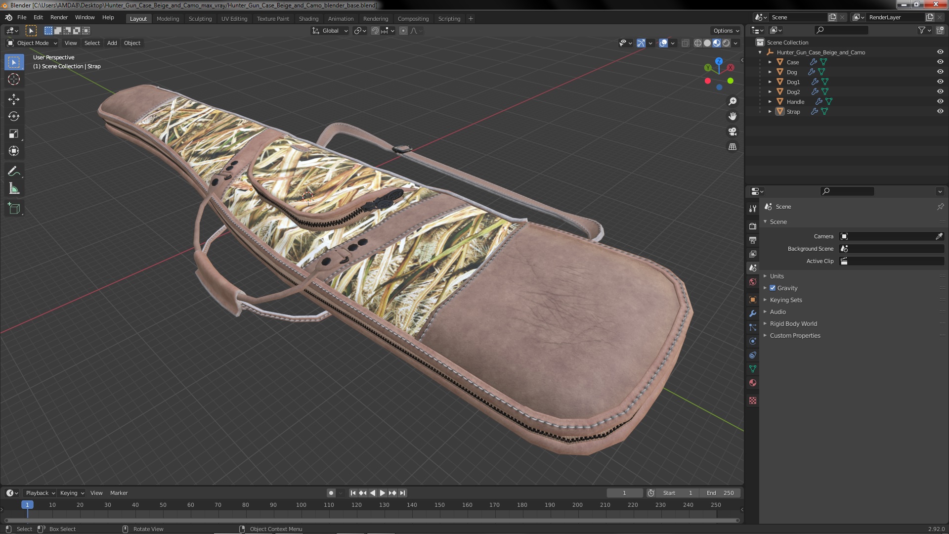 3D model Hunter Gun Case Beige and Camo