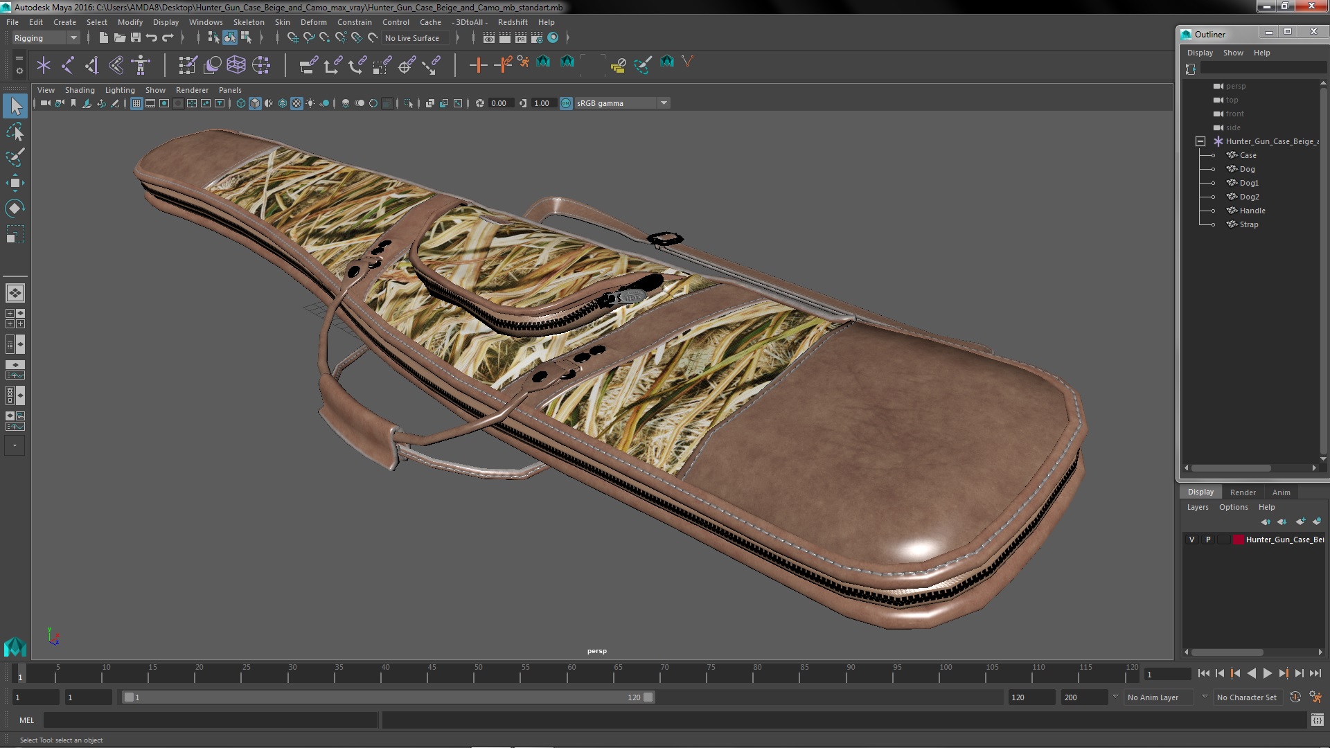 3D model Hunter Gun Case Beige and Camo