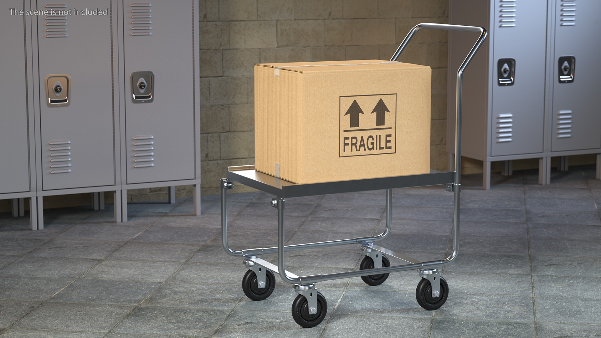 Trolley High Platform with Cardboard Boxes 3D