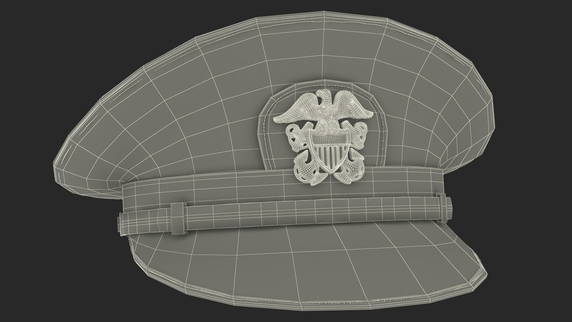 3D Naval Officer Cap with Embroidery model