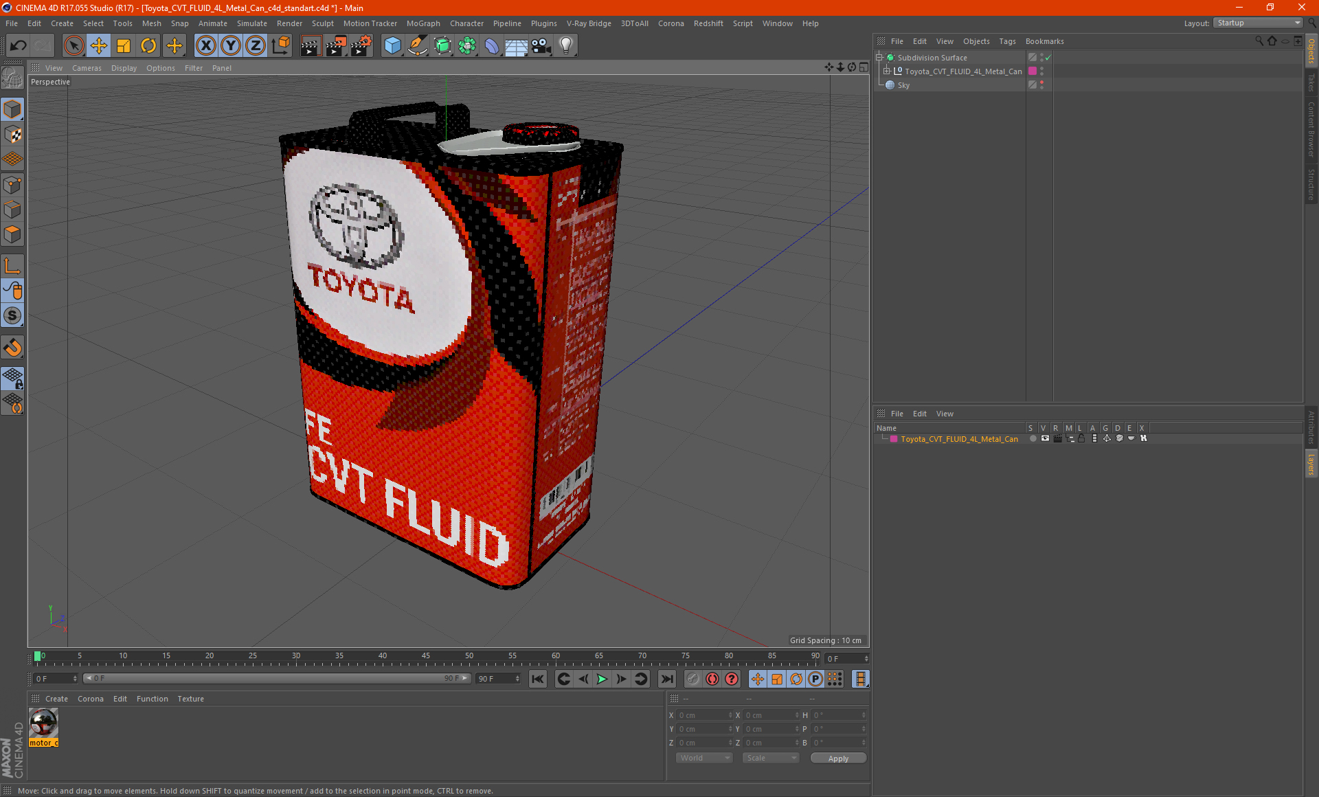 Toyota CVT FLUID 4L Metal Can 3D model