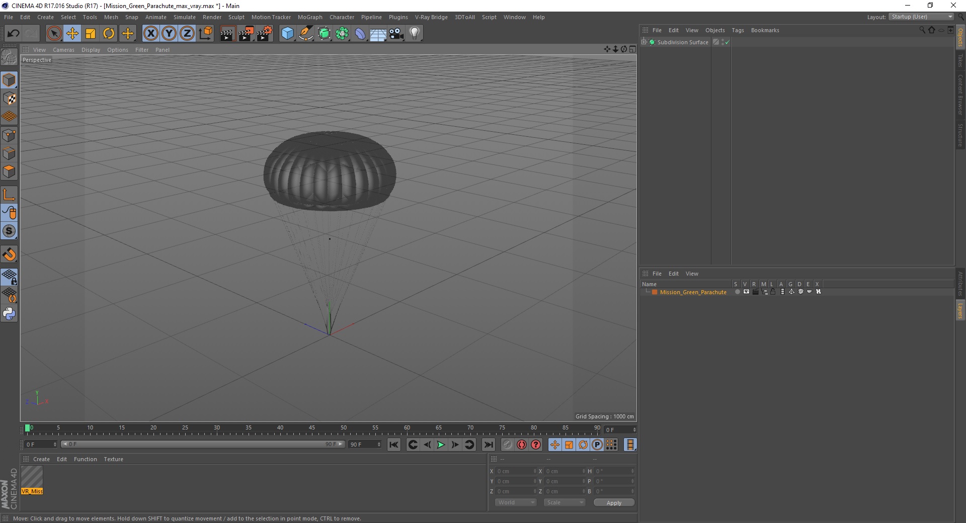 3D Mission Green Parachute model