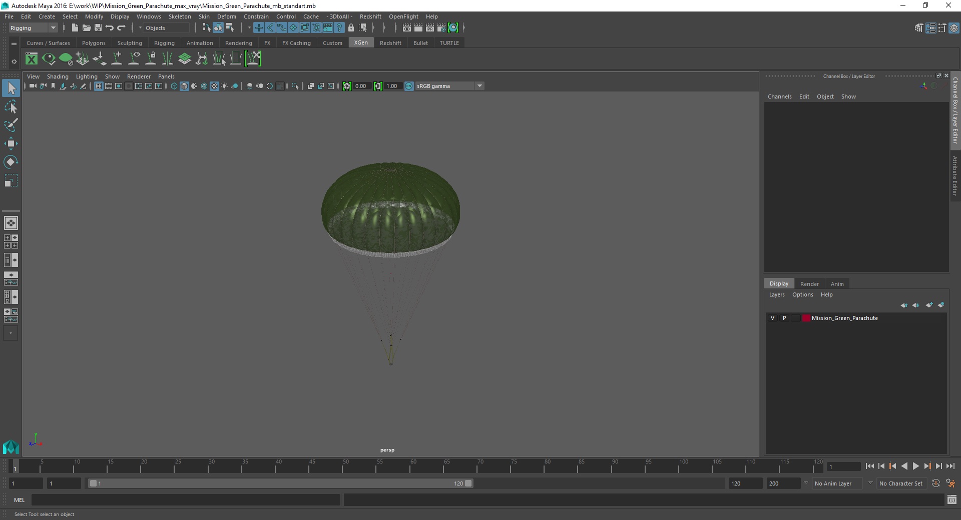 3D Mission Green Parachute model