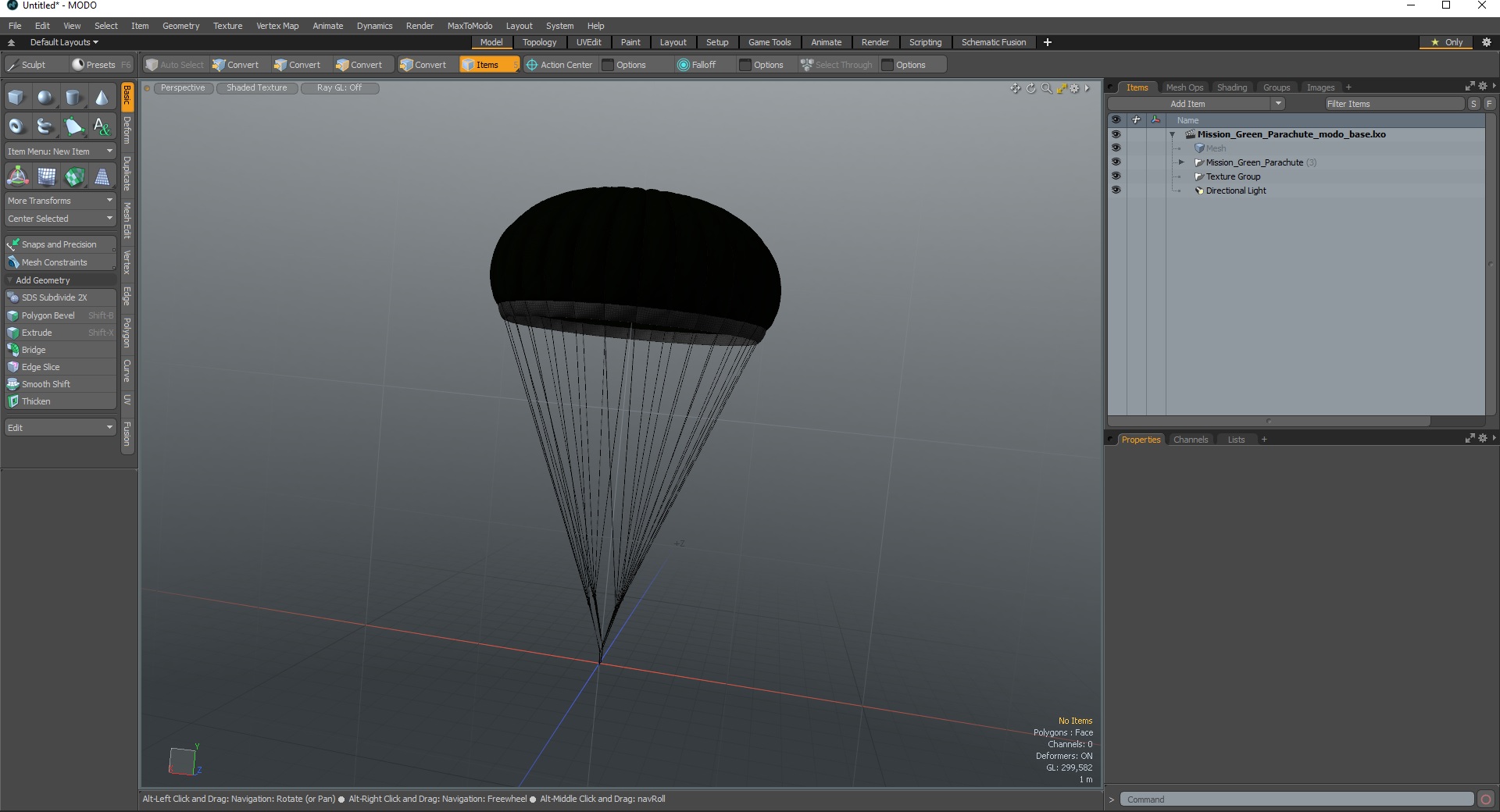 3D Mission Green Parachute model