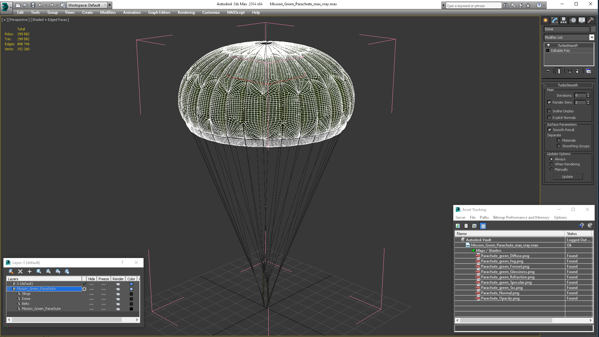 3D Mission Green Parachute model