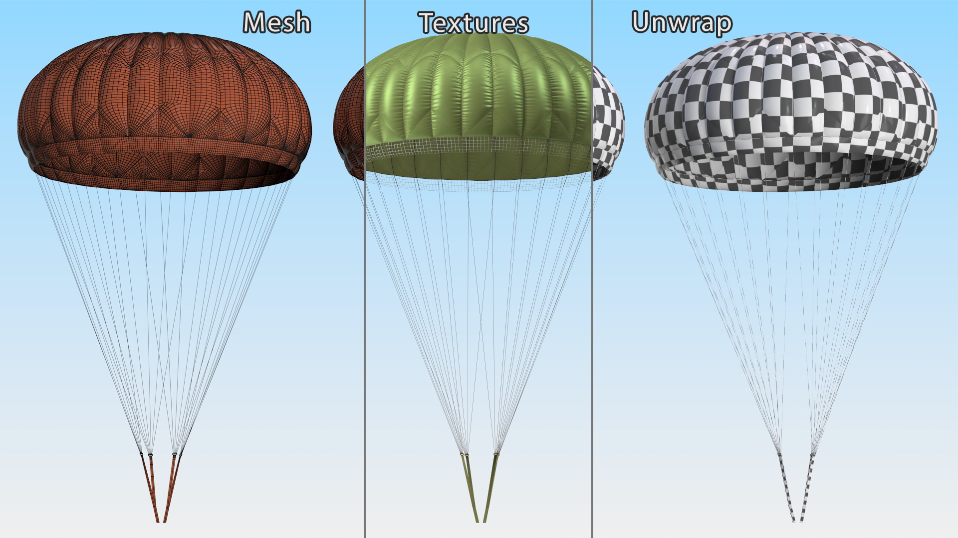 3D Mission Green Parachute model