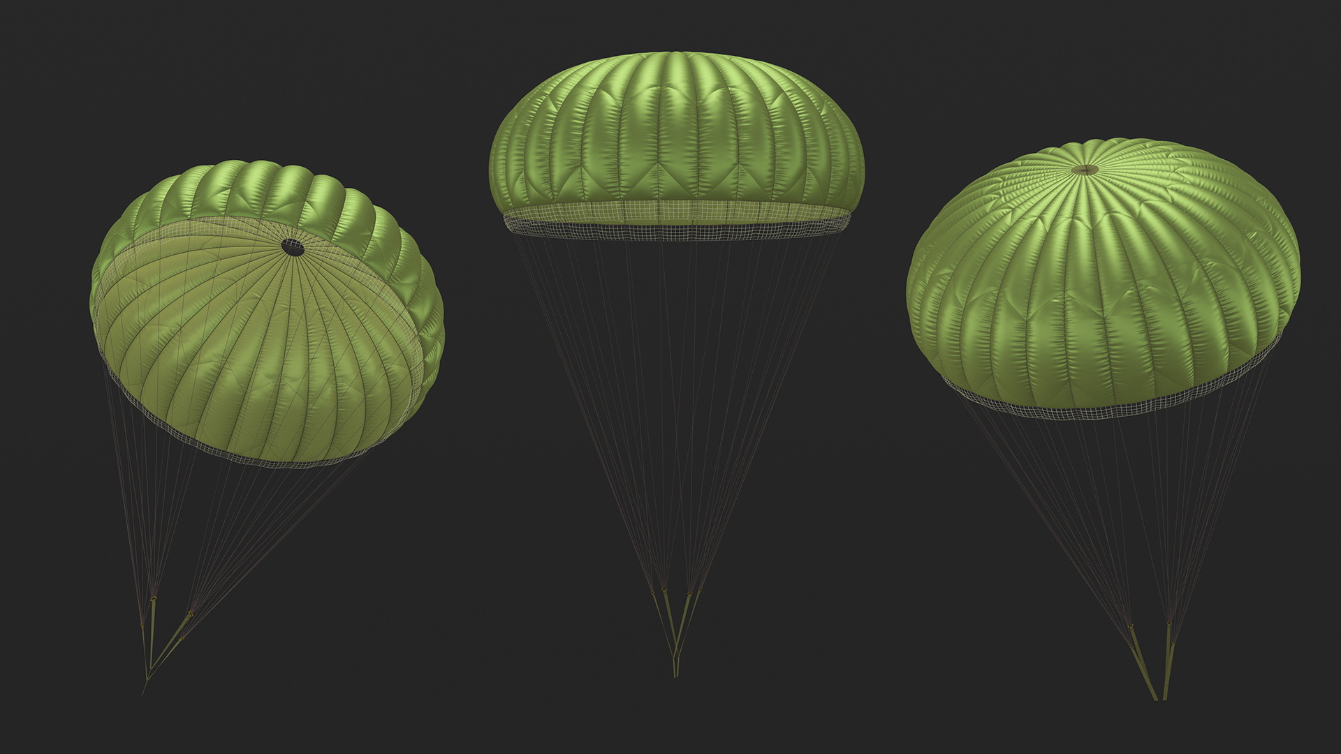 3D Mission Green Parachute model