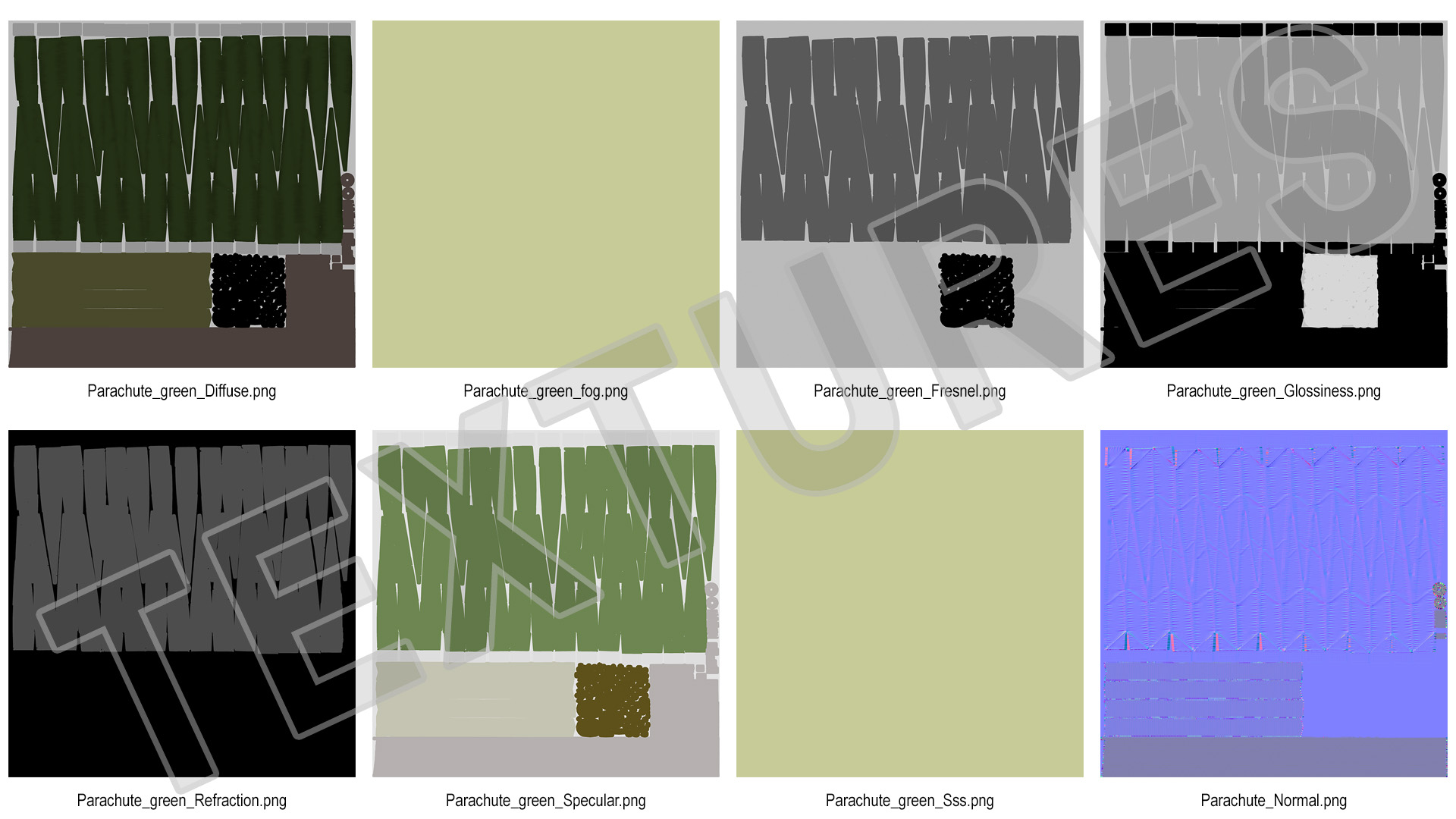 3D Mission Green Parachute model