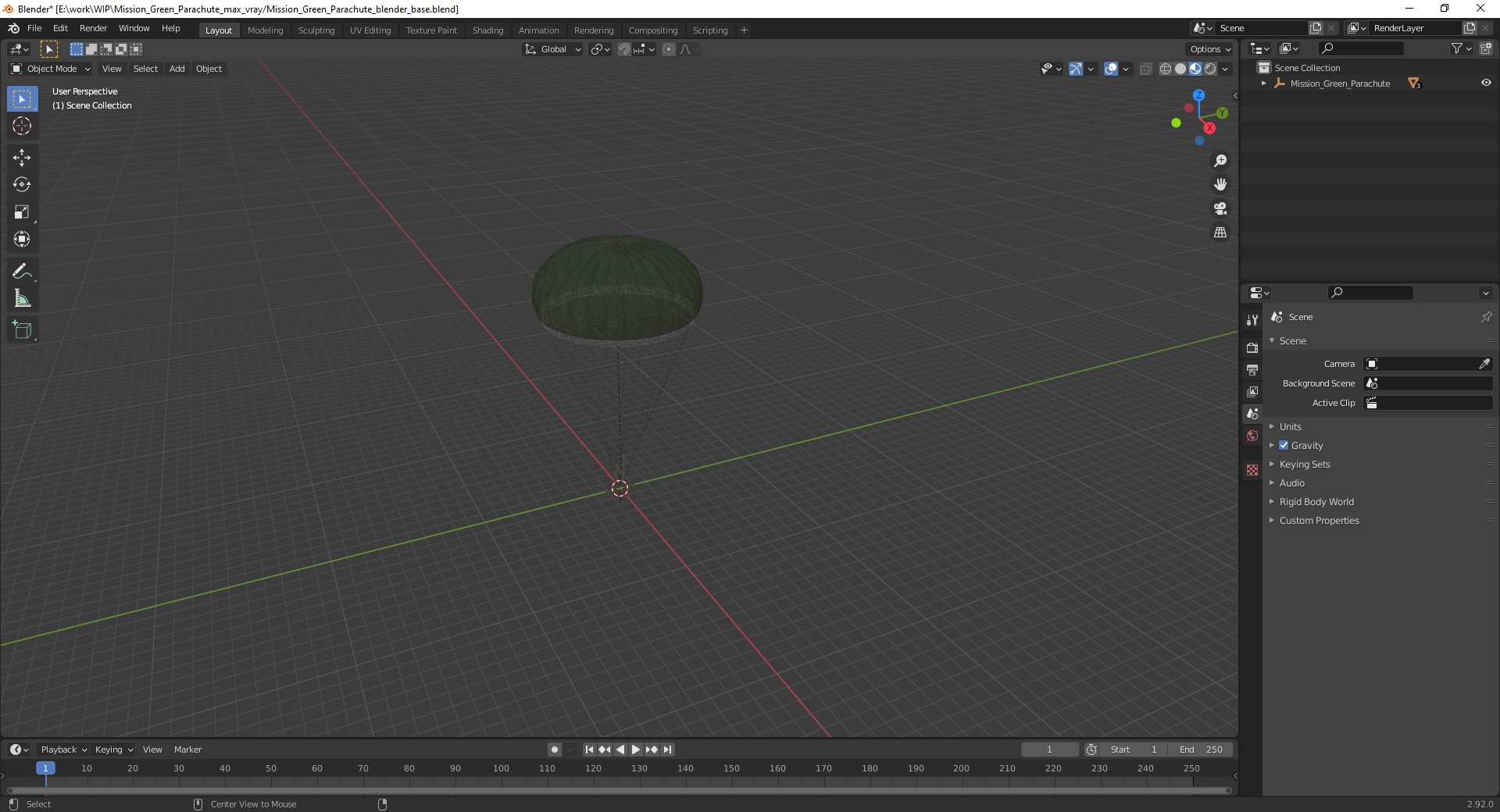 3D Mission Green Parachute model