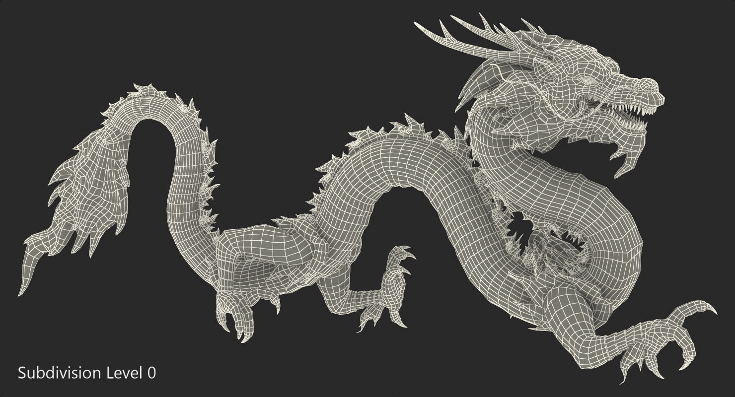 3D Silver Chinese Dragon Statue model