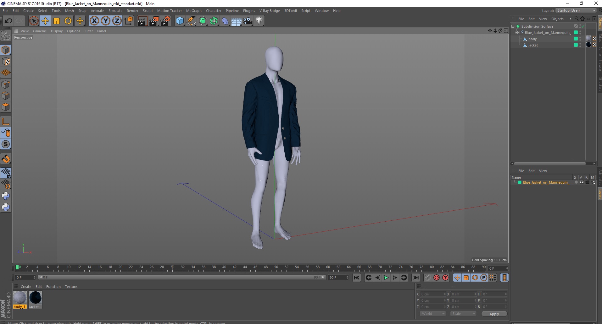 Blue Jacket on Mannequin 3D model