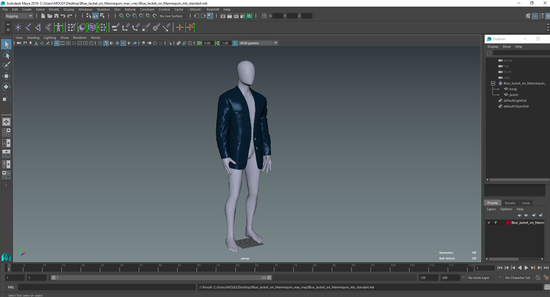 Blue Jacket on Mannequin 3D model