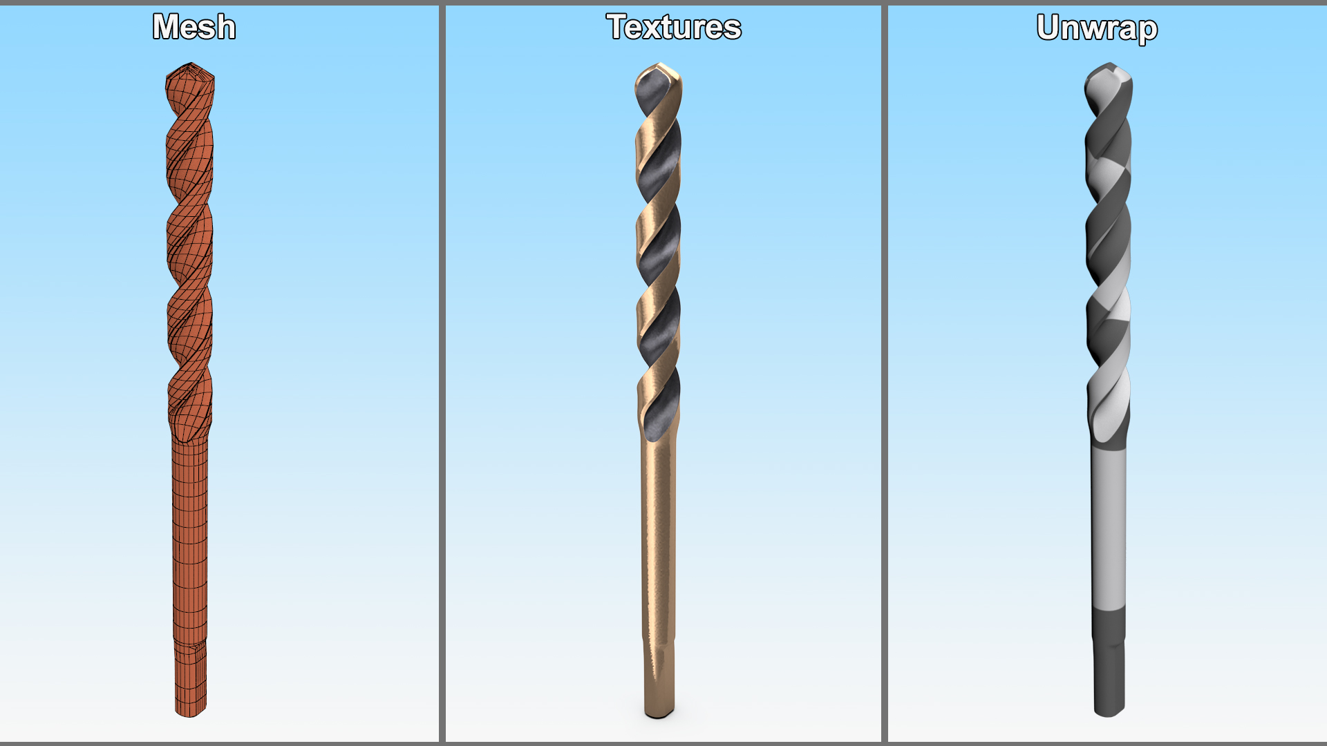 Gold Ferrous Drill Bit 3D