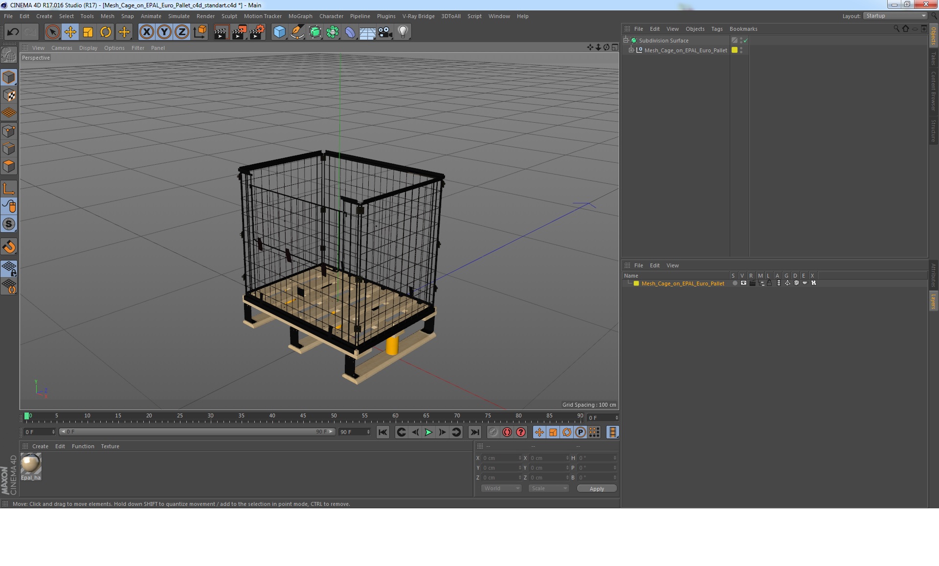 Mesh Cage on EPAL Euro Pallet 3D model