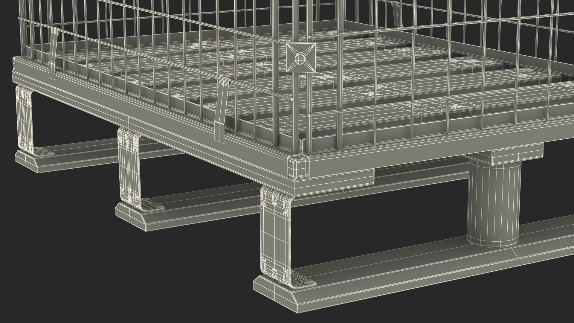 Mesh Cage on EPAL Euro Pallet 3D model