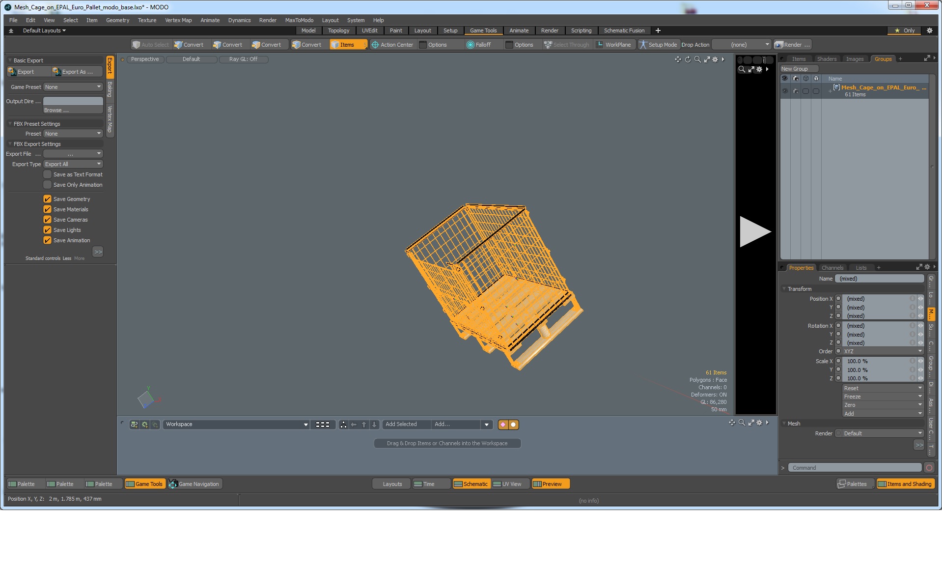 Mesh Cage on EPAL Euro Pallet 3D model