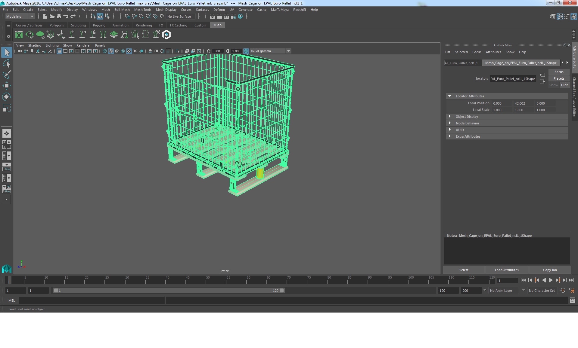 Mesh Cage on EPAL Euro Pallet 3D model