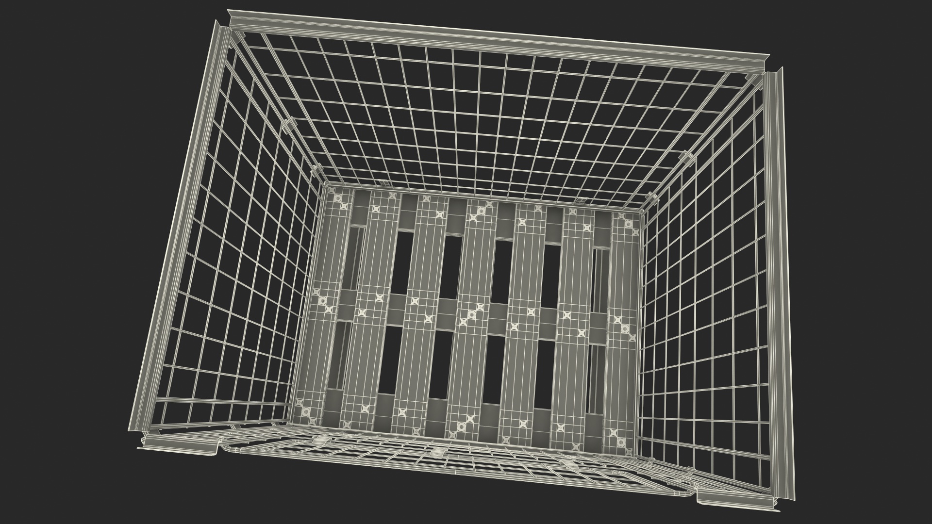 Mesh Cage on EPAL Euro Pallet 3D model