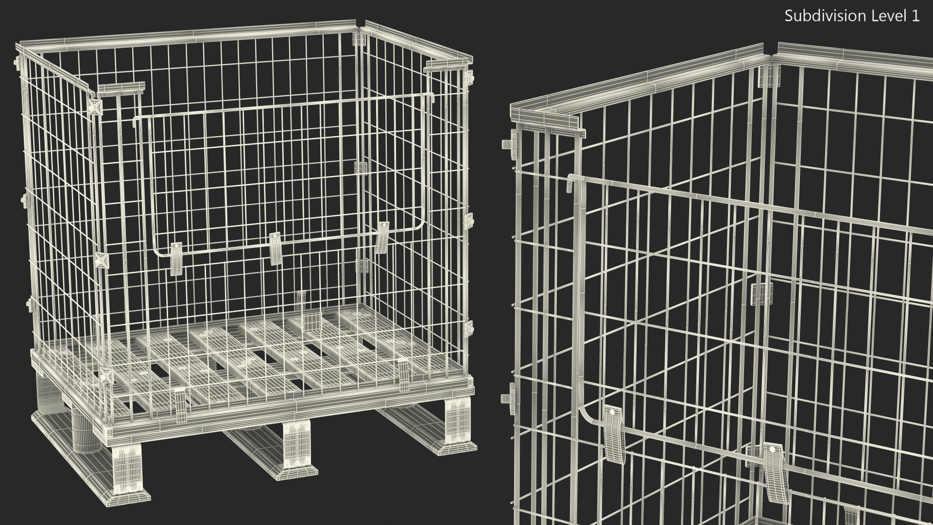 Mesh Cage on EPAL Euro Pallet 3D model