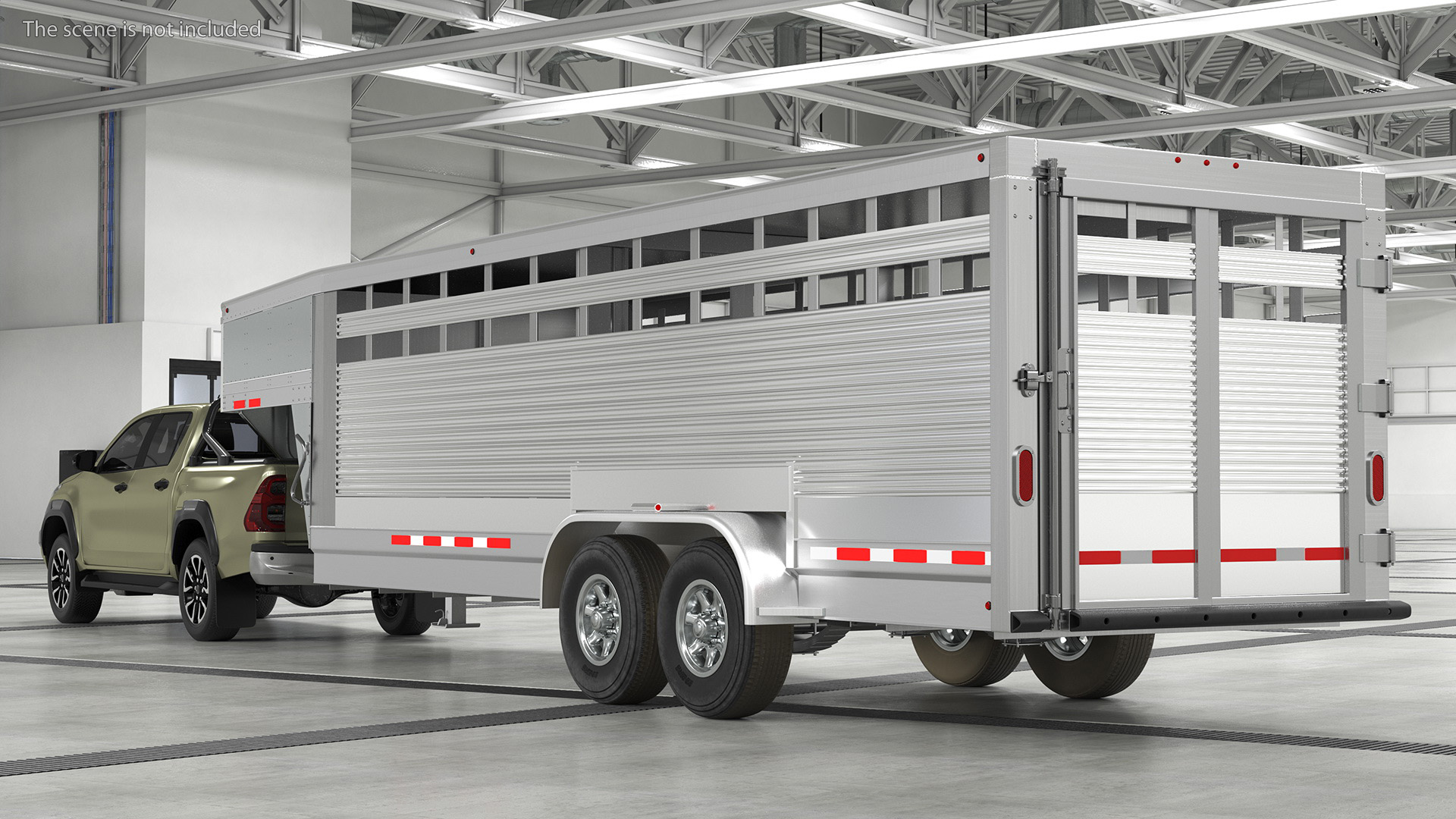 3D model Pickup Truck with Livestock Transport Trailer