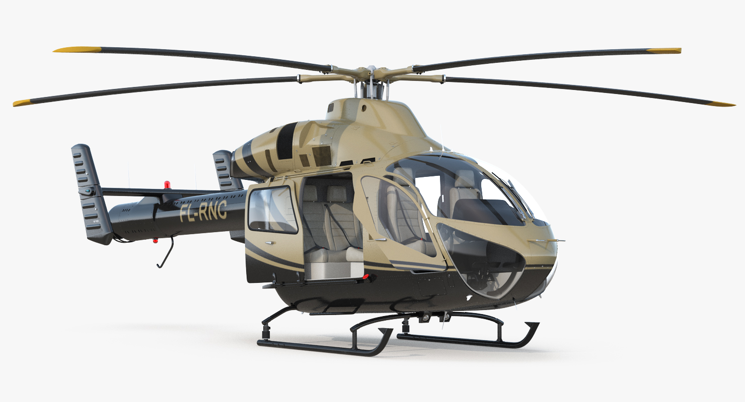 3D Light Private Jet Helicopter MD 902 Explorer Rigged