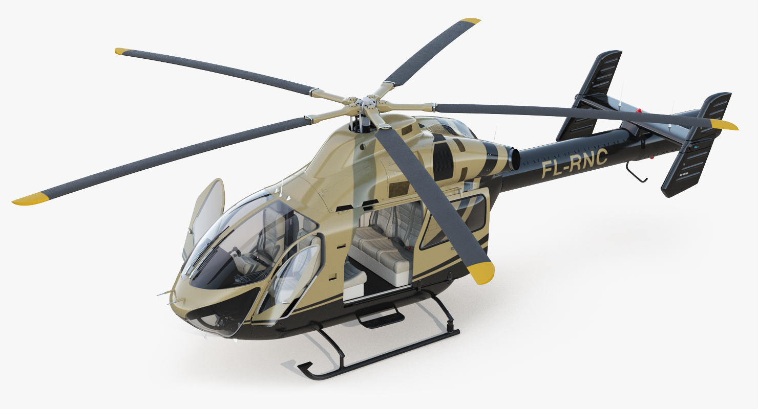 3D Light Private Jet Helicopter MD 902 Explorer Rigged