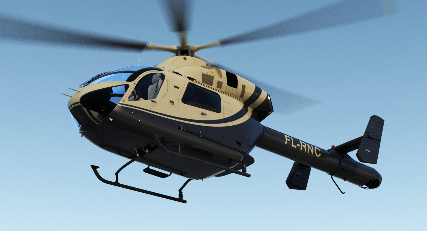 3D Light Private Jet Helicopter MD 902 Explorer Rigged